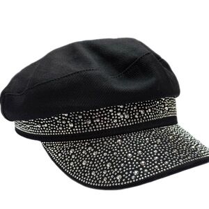 Black Cap with Silver Rhinestones